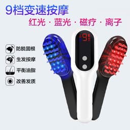 image-Cross-border electric massage comb anti-hair loss scalp meridian massage instrument phototherapy hair straight hair comb head massage comb