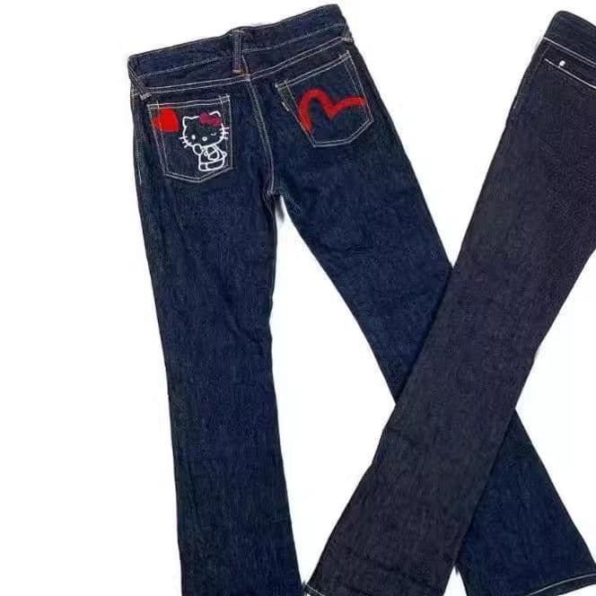 image-2023 Hello Kitty Print Jeans Loose Straight Pants