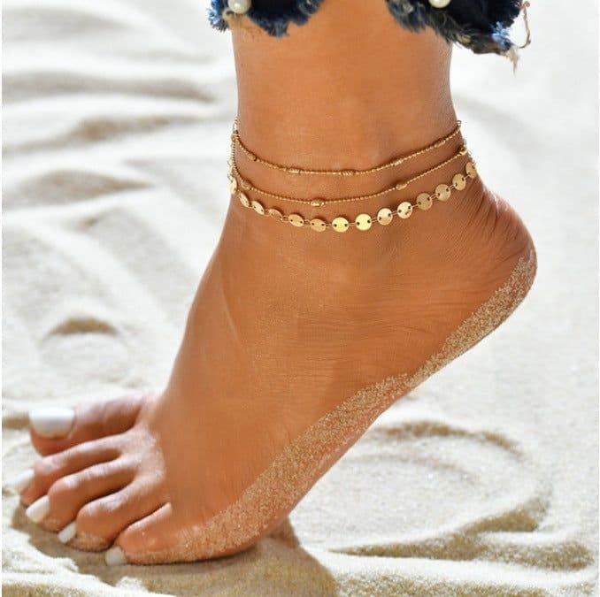 image-Lan Yi Hua Shi Anklet - Rhinestone Multilayer Women's