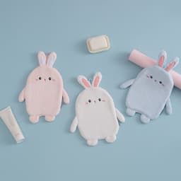 image-Cute Rabbit Hand Towel - Blue 25x35cm Coral Fleece