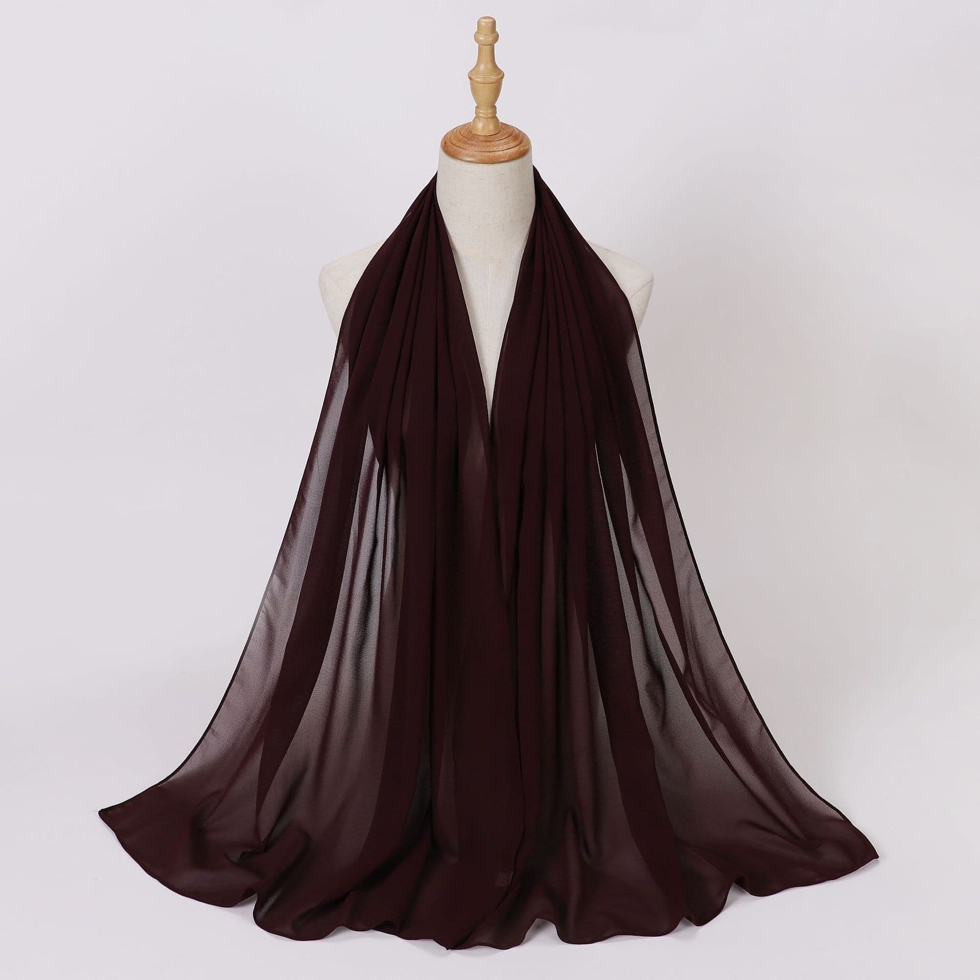 image-Weicai Chiffon Hijab Scarf - Gray Coffee 175x70cm