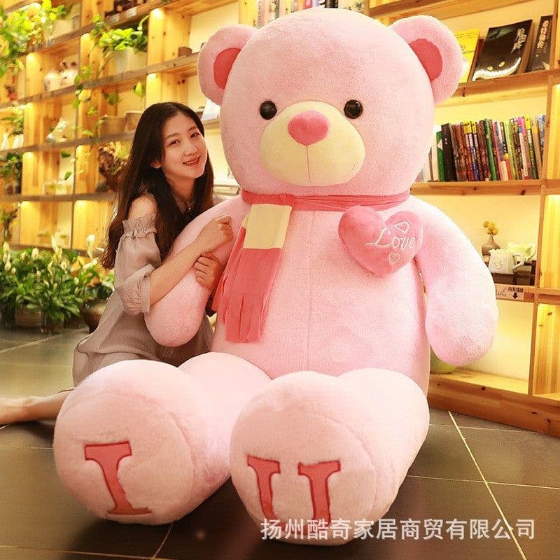 image-Oversized Plush Teddy Bear - Chocolate Ribbon 60cm