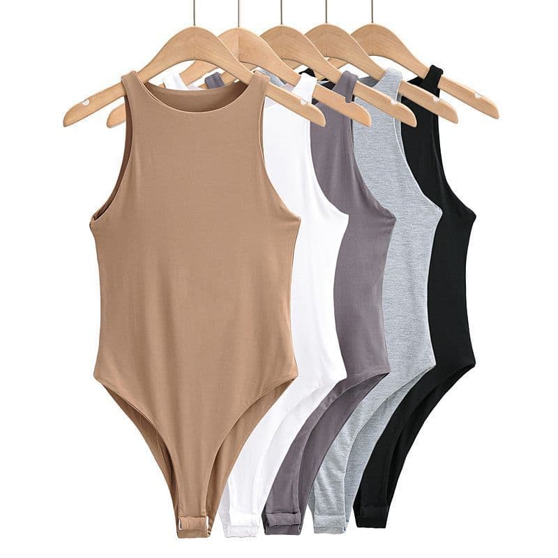 image-Sleeveless Jumpsuit - Slim Fit Top Black/White/Khaki S-XL Fashion Top