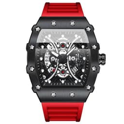 image-Binbang Quartz Men's Silicone Luminous Sports Watch 42mm Waterproof Red