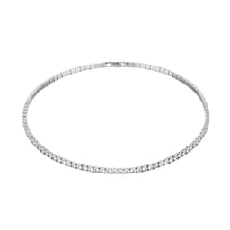 image-Tennis Chain Necklace - Copper Zirconia 4mm 16" White Gold