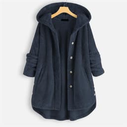 image-Women's Winter Hooded Fleece Sweater - Dark Blue 5XL