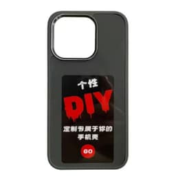 image-DIY Ink Screen Phone Case for iPhone 14/15Pro - Black, Shockproof, NFC