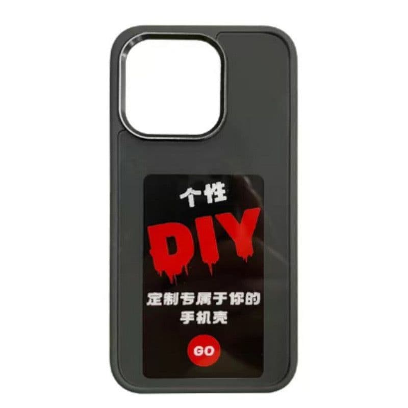 image-DIY Ink Screen Phone Case for iPhone 14/15Pro - Black, Shockproof, NFC