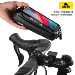 image-WILD MAN bicycle bag hard shell handlebar bag cross-border touch screen mobile phone bag mountain bike front beam bag cycling bag