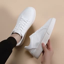 image-Men's White Leather Low Top Casual Sneakers Size 44