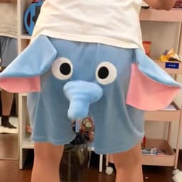 image-Cute three-dimensional elephant shorts pants men's home loose little flying elephant pajamas girls couples casual loose