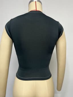 image-Tuoyi Trendy Embroidered T-Shirt - Black Slim Fit L