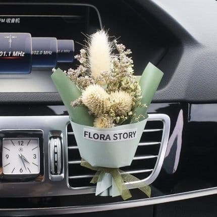 image-Aromatherapy Clip Bouquet - Beige Hydrangea Car Fragrance Decor