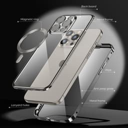 image-iPhone 15 Pro MagSafe Metal Phone Case - Black Buckle Magnetic Snap