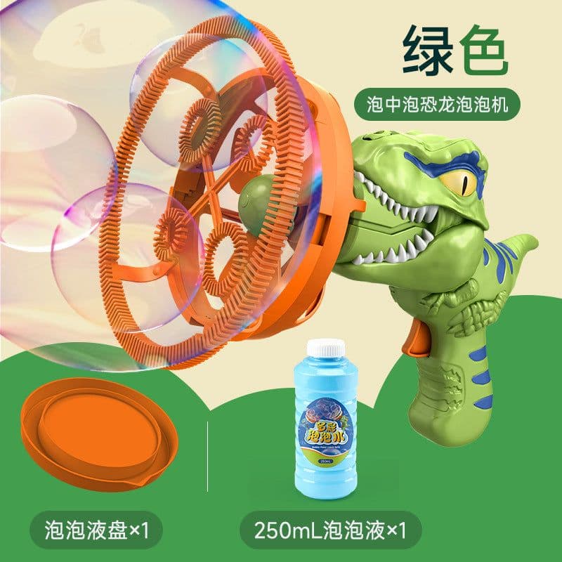 image-Dinosaur Bubble Machine - Green Electric Fan Toy
