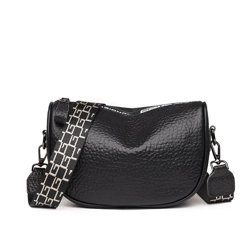 image-Cowhide Leather Saddle Bag - Khaki Small Square