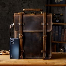image-Simple & nature Vintage Leather Backpack - Men's 13"