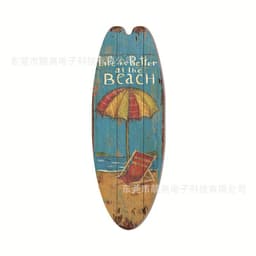 image-Wooden Surfboard Beach Sign - Retro Decor