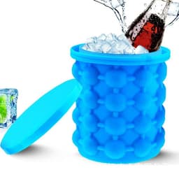image-Large Silicone Ice Cube Maker, Blue, Round Baking Mold