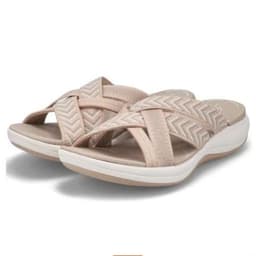 image-Women's Wedge Heel Slippers - Black PU Round Toe