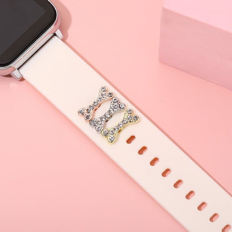 image-Apple Watch Silicone Strap - BK104 Diamond Bone Decor