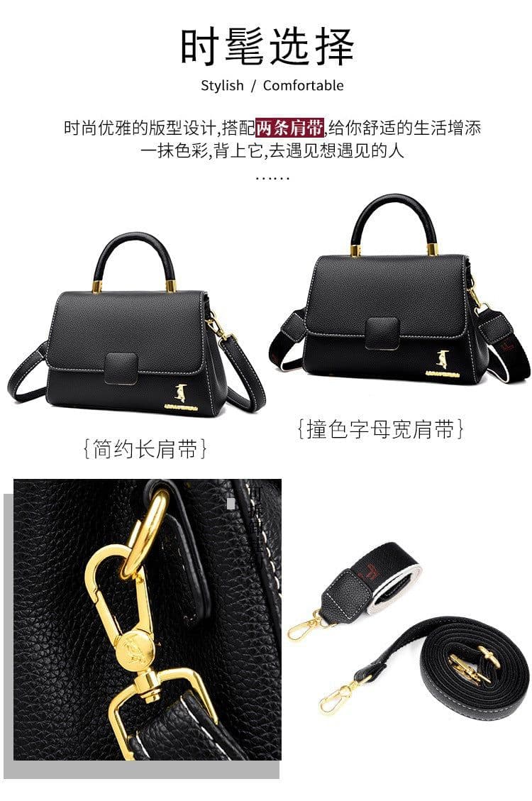 image-Genuine Leather Shoulder Bag - Brown Square