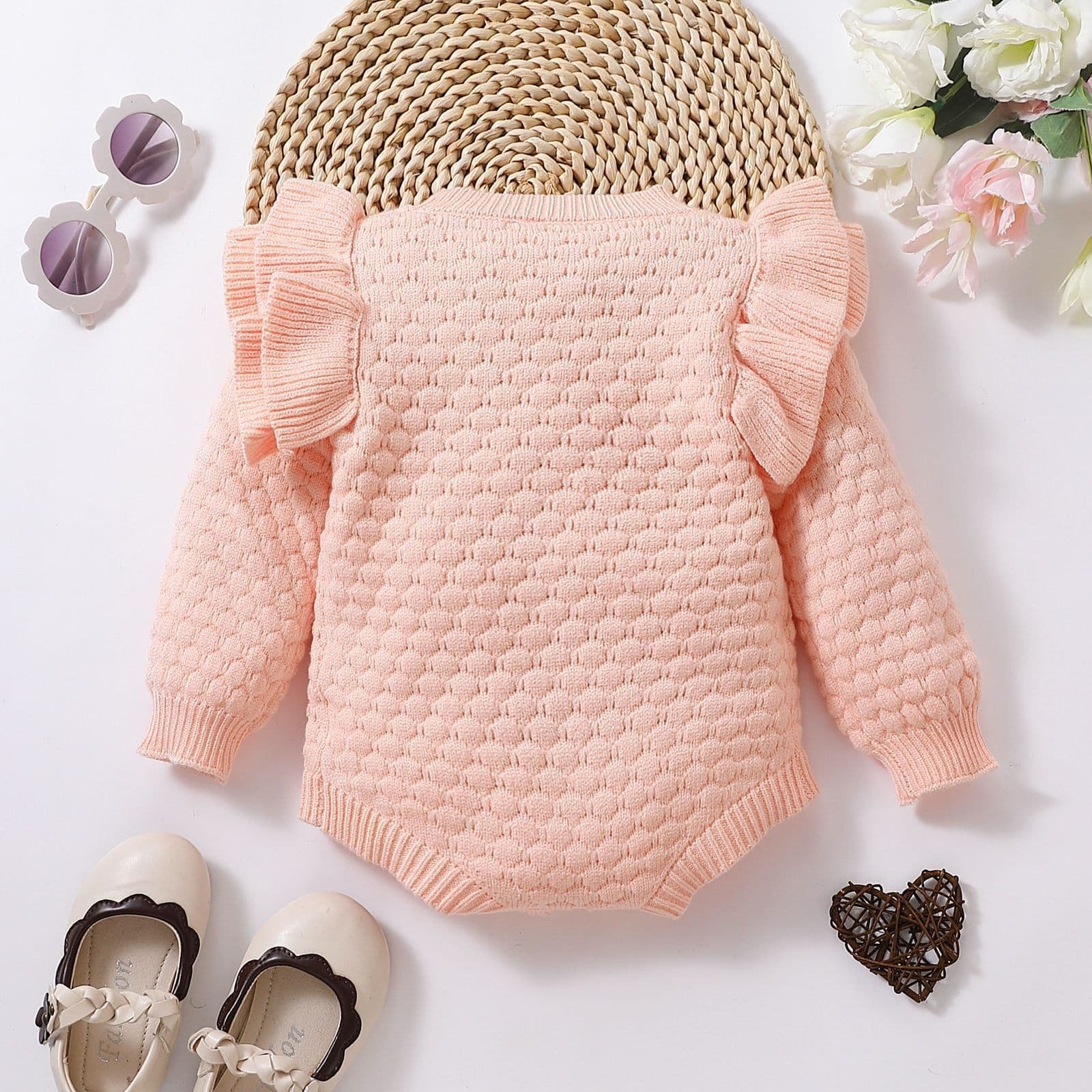 image-Infant Diamond Plaid Long Sleeve Sweater - Pink 90cm