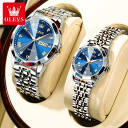 image-OLEVS Couple Watches Stainless Steel Quartz 30M