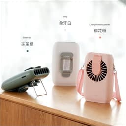image-USB Rechargeable Handheld Fan - Green Hanging Neck
