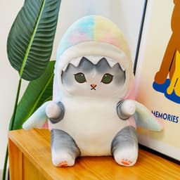 image-Mofusand Shark Cat Plush Toy - Blue Yellow 25cm
