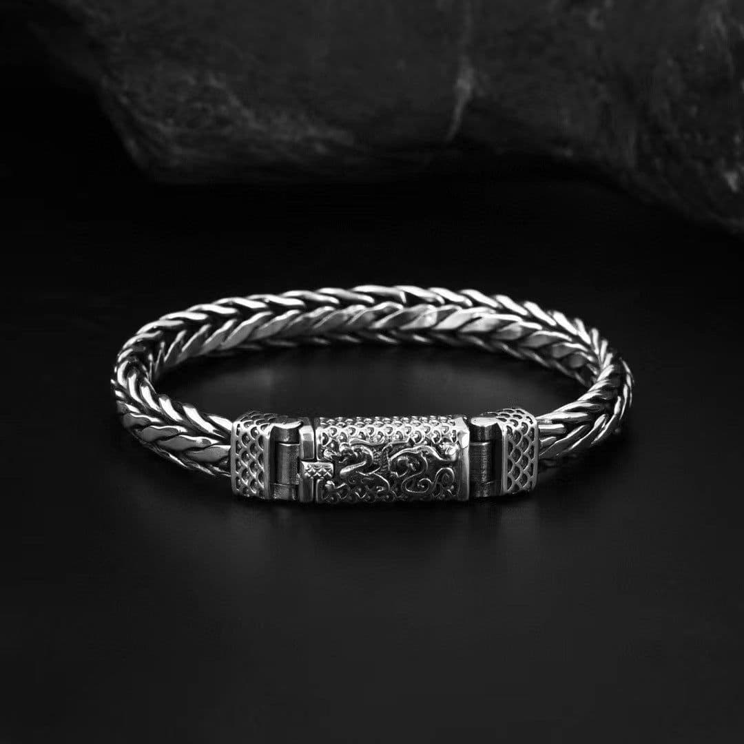 image-Chaoyin Sterling Silver Dragon Bracelet 20cm Zodiac Men's Bracelet