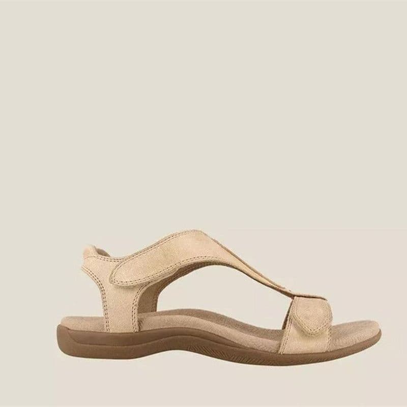 image-Women's Roman Sandals - Yellow Velcro Casual
