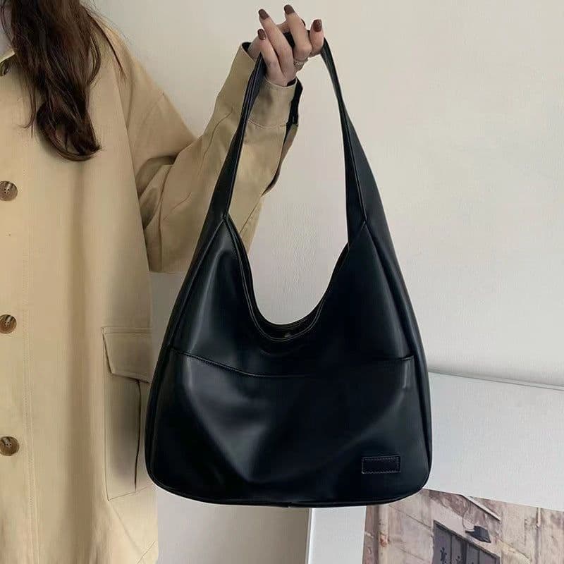 image-Women's PU Bucket Bag - Off White Tote Shoulder Bag