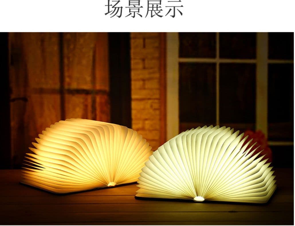 image-Three-Color Wooden Folding Night Light Desk Lamp - LED, Black, 22cm