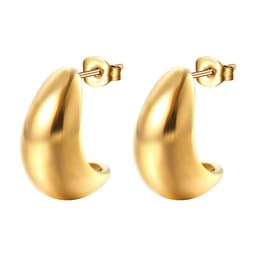 image-Women's Teardrop Earrings - Steel Water Drop 18K Gold
