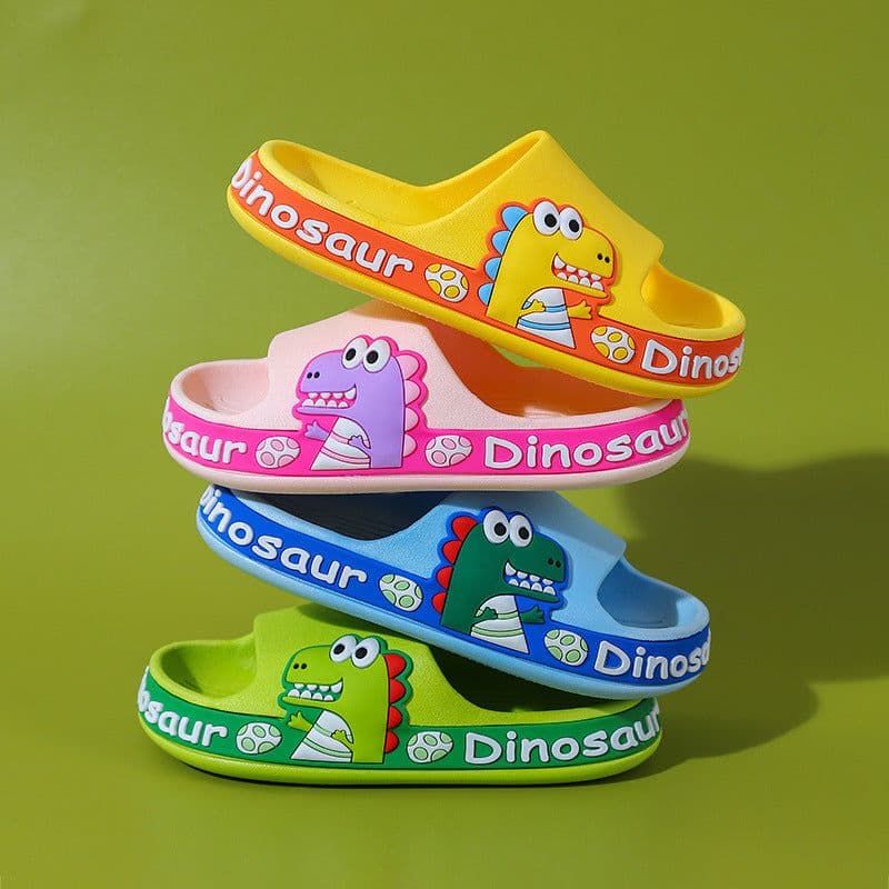 image-Children's Dinosaur Flip Flop Slippers - Non-slip PVC