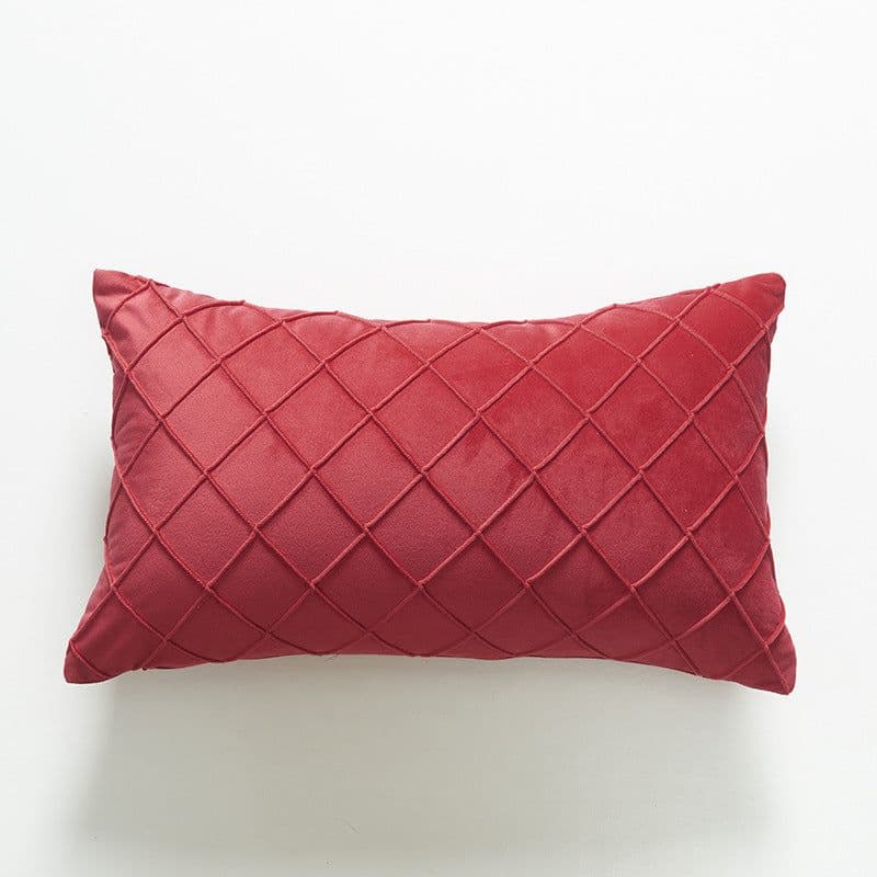 image-Dutch Velvet Plaid Waist Pillow Purple 30×50cm