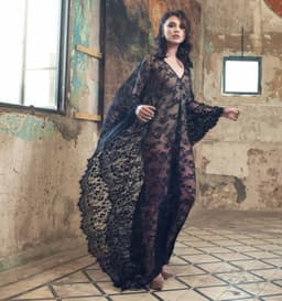 image-7195 Super large positioning flower eyelash lace beach blouse, loose long robe, long holiday skirt