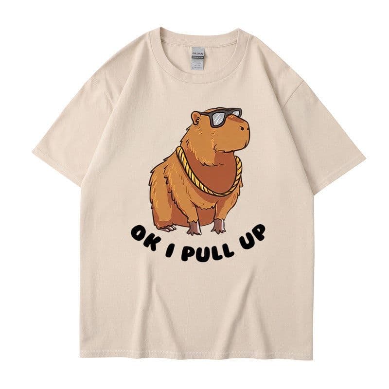 image-Cross-border independent station new summer cartoon cute Harajuku style printed cotton short-sleeved men's and women's T-shirt tops