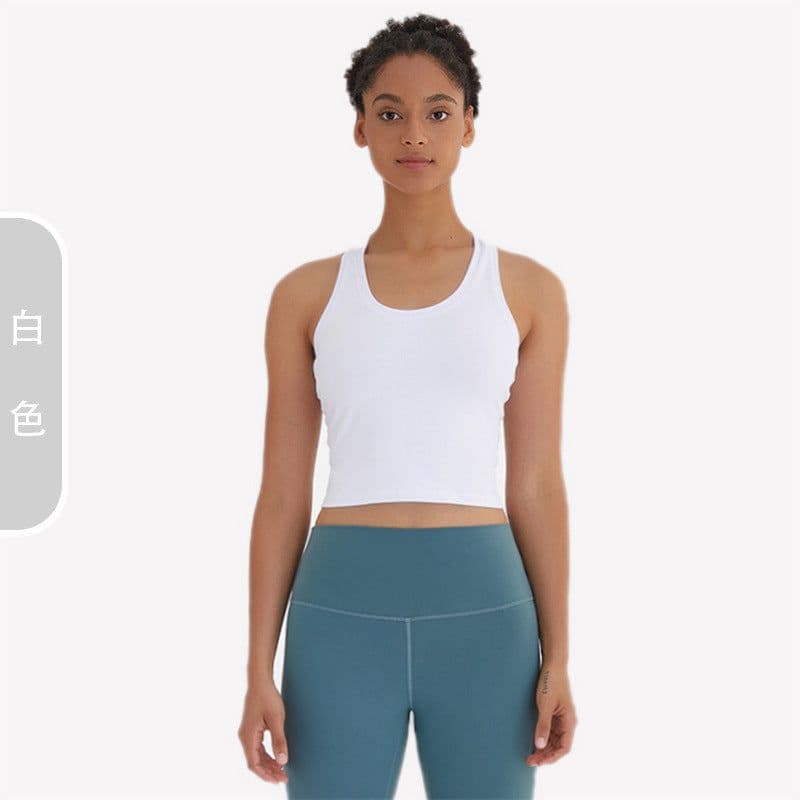 image-Yoga Sports Vest - Moisture Wicking, High-Elastic, Black, Sleeveless, Nylon