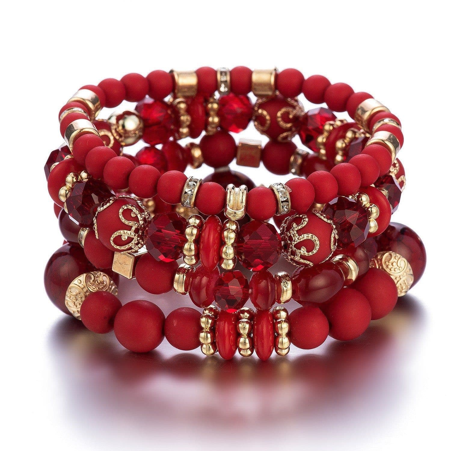 image-Bohemian Wood Beads Elastic Bracelet - Black