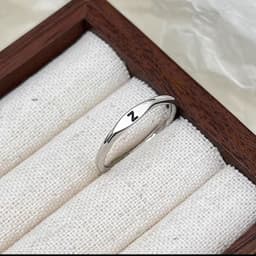 image-S925 Sterling Silver Letter Ring - Adjustable