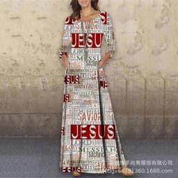 image-Women's Long Dress Round Neck High Waist Black