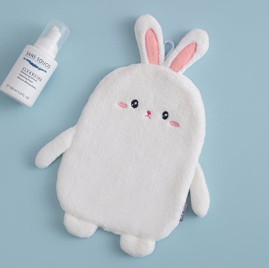 image-Cute Rabbit Hand Towel - Blue 25x35cm Coral Fleece