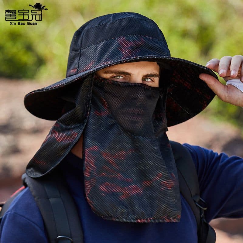 image-9012 cross-border sunscreen hat men's fishing hat camouflage sun hat cover face summer outdoor fisherman hat sun hat