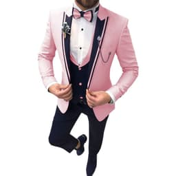 image-Cross-border new men's suit three-piece lapel slim wedding groom best man suit men's suit