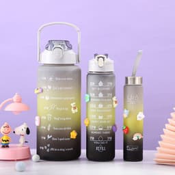 image-Foreign trade cross-border best-selling three-piece plastic pc water cup large-capacity sports outdoor family set double drinking straw cup