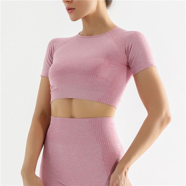 image-High-Waist Yoga Pants - Claret, L, Breathable, Short Sleeve