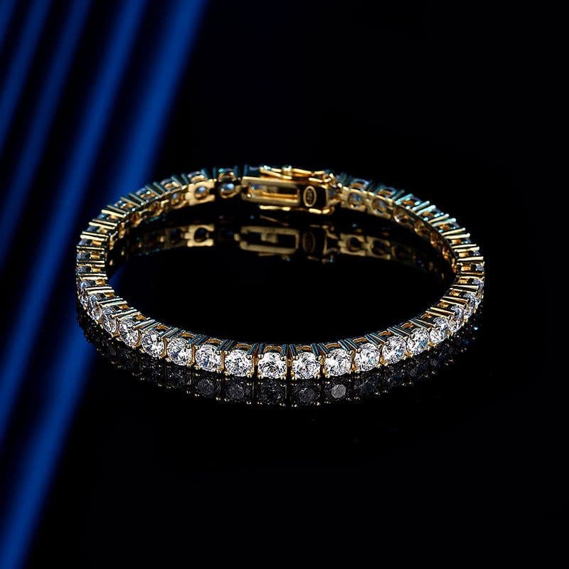 image-Men's Sterling Silver Tennis Bracelet - Rose Gold 23cm
