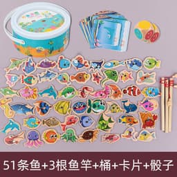 image-Wooden Educational Magnetic Fishing Toy for Toddlers Ages 2-3 Years